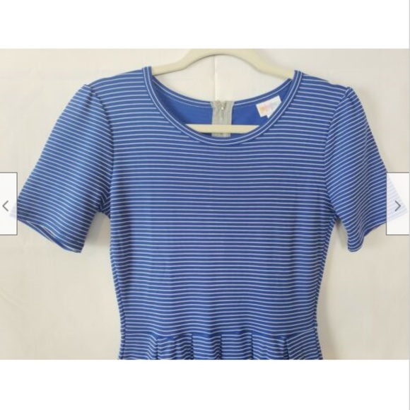 LuLaRoe Amelia Blue & White Striped Dress - Picture 2 of 6